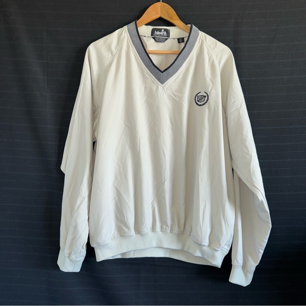 Ashworth Cadillac Tan Black Pullover Wind Breaker Mens M Weather Systems Golf